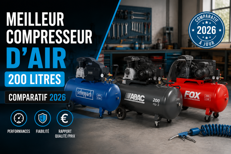 Meilleur compresseur d’air 200 litres : comparatif 2026 Meilleur compresseur d’air 200 litres : comparatif 2026